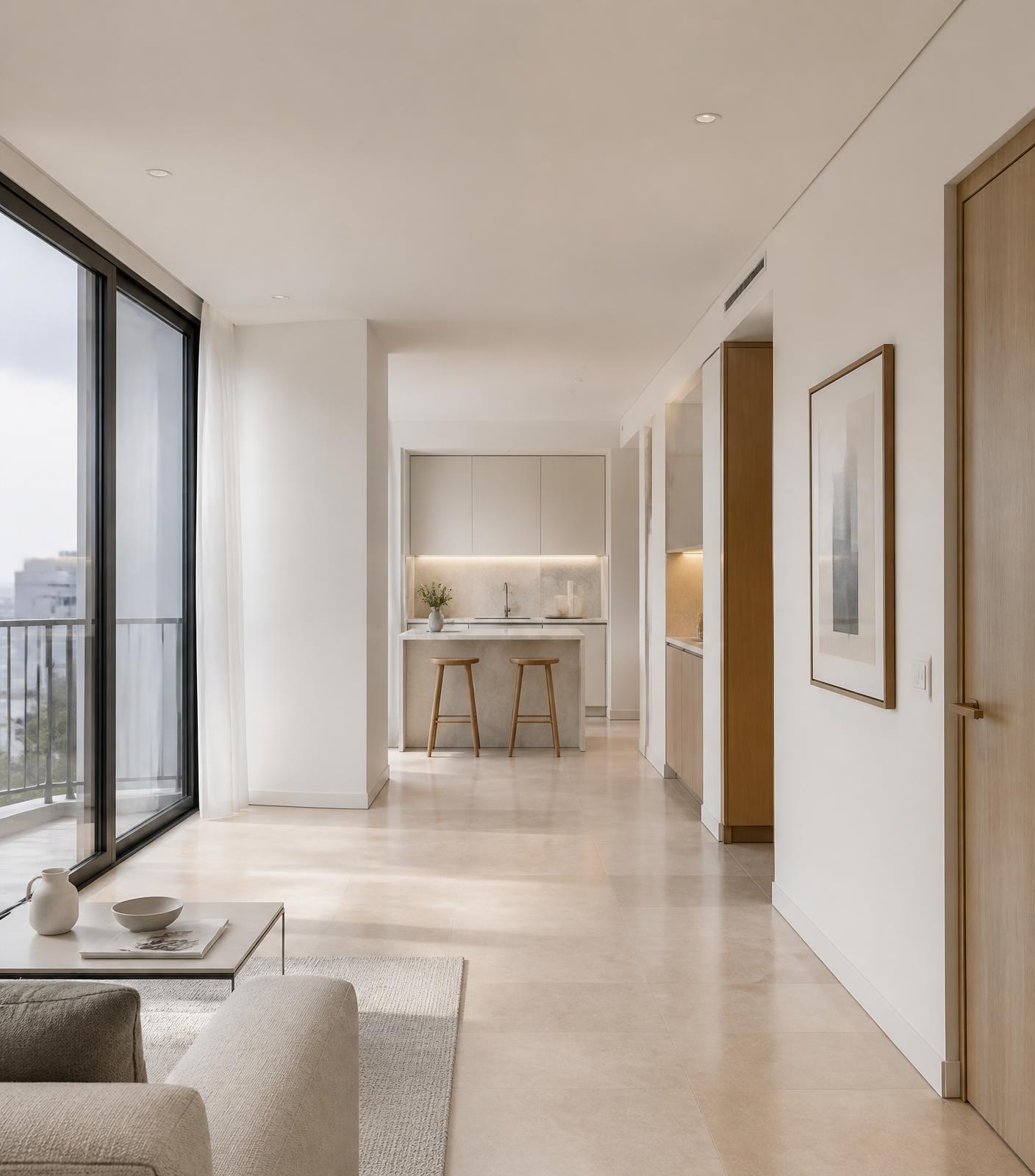 Spotless modern apartment interior after a detailed clean
